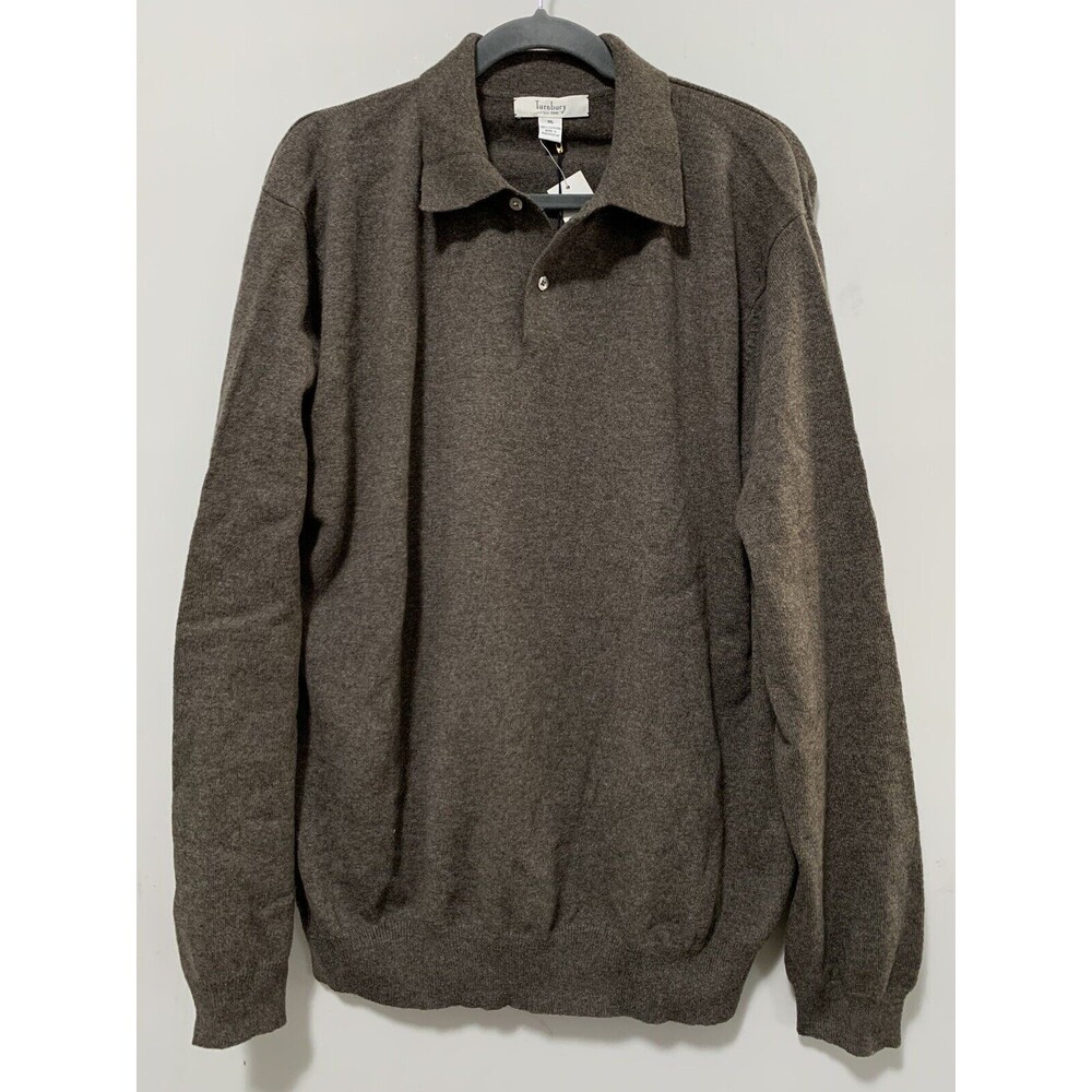NWT TURNBURY MENS XL 100% CASHMERE COLLARED POLO SWEATER Soft Dressy Rtl $150